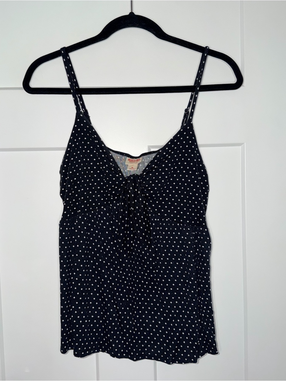Black and White Polka Dot Tie Front Tank